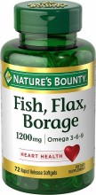 Nature's Bounty Fish, Flax, Borage With Omega 3-6-9, 1200 Mg, 72 Count