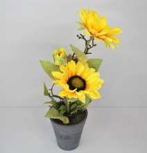 Faux Potted Sunflower (Yellow/Red)