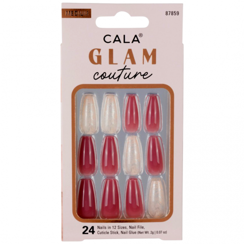 Cala Glam Couture Marble (Medium) Coffin Shaped Nails, 24 pcs