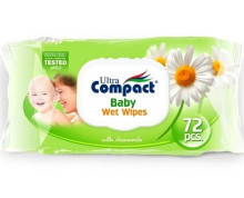 Ultra Compact Baby Wet Wipes With Chamomile, 72 Count