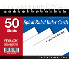 Index Card Spiral White 3x5