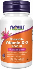 NOW Supplements, Vitamin D-3 1,000 IU, Natural Fruit Flavor, 180 Chewables