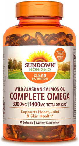 Sundown Complete Omega Wild Alaskan Salmon Oil Softgel, 1400 mg, 90 Softgels