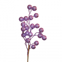 X-Mas Purple Glitter Berry Stems, 7.8