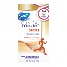 Secret Clinical Strength Sport Advanced Solid Antiperspirant and Deodorant Marathon Fresh Scent 1.6 Ounce.