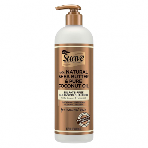 Suave Sulfate-Free Cleansing Shampoo, w/ Natural Shea Butter & Pure Coconut Oil, 16.5oz