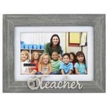 #1 TEACHER Gray Wood Keepsake 5x7 4x6 frame
