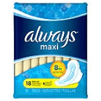 Always Maxi Regular Pads with Wings, 18 count