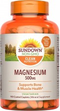 Sundown Magnesium Supplement 500mg Coated Caplets, 180 Count
