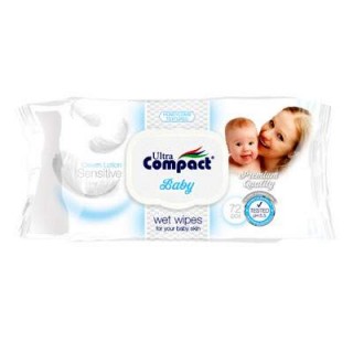 Ultra Compact Baby Wet Wipes Cream Lotion Sensitive, 72 Count