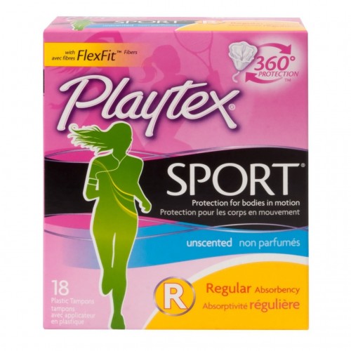 Playtex Sport Unscented, Regular, 18's
