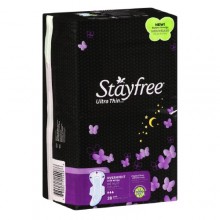 Stayfree Pads, Ultra Thin, Overnight with Wings, 14 pads