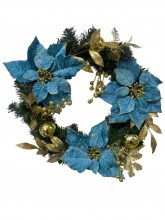 Christmas Wreath Gold and Blue