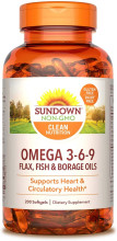 Sundown Triple Omega 3-6-9, Heart and Circulatory Health, 200 Softgels