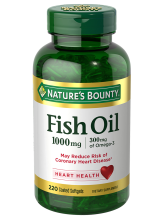 Nature’s Bounty Omega-3 Fish Oil Softgels, Odorless, 1,000 Mg, 220 Count