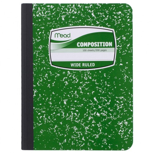 Mead Composition Book, Notebook, Wide Ruled, 9.75 x 7.5 Inch, Green (72249)
