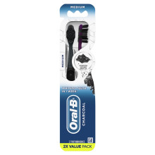 Oral-B Charcoal Manual Toothbrush with Charcoal Bristles, Medium, 2 Ct