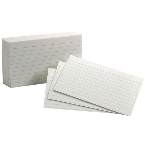 Oxford Ruled Index Cards, 3" x 5", White, 100 Per Pack