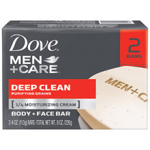 Dove Men +Care Body And Face Bar Purifying Grains, Deep Clean 8 Oz(2 Pk)