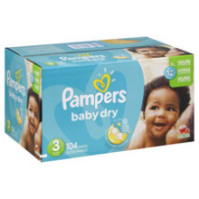 Pampers Baby Dry Diapers, Size 3, 104 Count