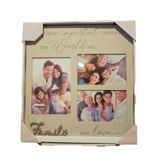 Picture Collage, 3 Spaces, Family Wooden Frame