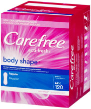 Carefree Acti-Fresh Body Shape Regular Pantyliner Unscented, 120 Ea