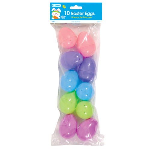 FLOMO 10 count 2.5" Pastel Colored Plastic Easter Eggs, Assorted