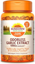 Sundown Naturals Garlic 1000 mg, 250 Odorless Softgels