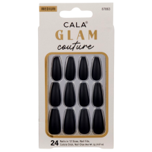 Cala Glam Couture, Matte Black, Medium Length, 24 Nails