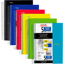 Five Star Advance Spiral Notebook, 5 Subject, College Ruled Paper, 200 Sheets, 11