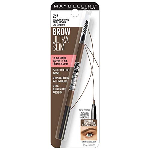 Maybelline New York Brow Ultra Slim Defining Eyebrow, Medium Brown, 0.003 oz.