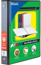 BAZIC 1.5-Inch Black PVC 3-Ring View Binder with 2-Pockets 3147-12