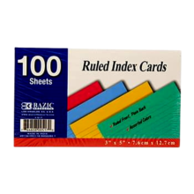 Bazic Ruled Index Cards, 100 sheets