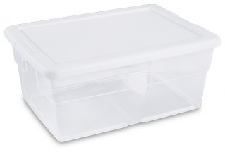 Sterilite 1644 - 16 Quart Storage Box, White Lid with See-Through Base