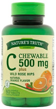 Nature's Truth Vitamin C 500 mg Chewable with RH Tabs, 60 Count