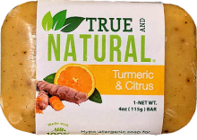 True and Natural Turmeric & Citrus Hypo-Allergenic Soap, 4 Oz (115g)