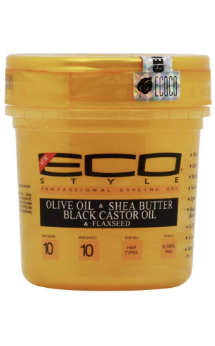 Eco Style Gold - Olive Oil, Shea Butter and Black Castor & Flaxseed Oil Gel 8oz