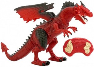 WE-BLINK Infrared Remote Control Red Walking Dinosaur with Wings, Head Movement Fire Dragon for Kids