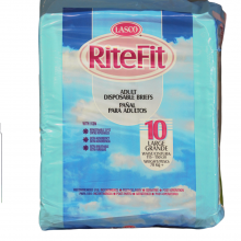 RiteFit Adult Disposable Briefs, Large, 10 ct