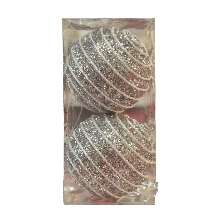 X-Mas Balls, Silver w/ Glitter, 2pcs, 10cm