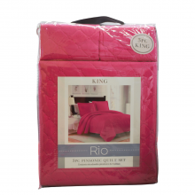 Rio Pinsonic Quilt Set, King Size, Fuchsia, 3PC