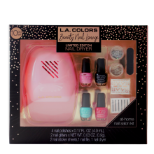 L.A. Colors Beauty Nail Lounge w/ Limited Edition Nail Dryer, 10 pcs