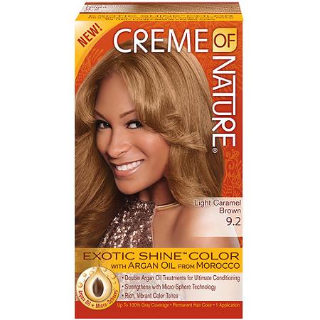 Creme of Nature Exotic Shine Color Hair Color, 9.2 Light Caramel Brown