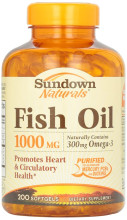 Sundown, Fish Oil 1000 Mg Softgels, 200 ct