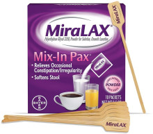 MiraLAX Mix-In Laxative Powder for Gentle Constipation Relief, Stool Softener, 10 Single Doses
