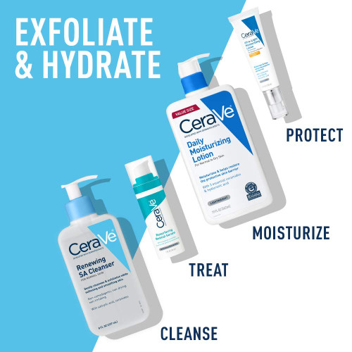 CeraVe Renewing SA Face Cleanser for Normal Skin with Salicylic Acid and Ceramides, 8 fl oz.