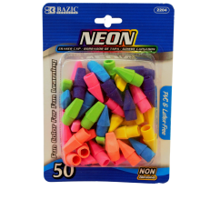 Bazic Neon Eraser Caps, 50 ct