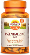 Sundown Clean Nutrition Essential Zinc 50 mg Vegetarian Caplets, 100
