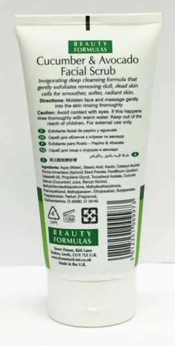 Beauty Formulas Cucumber & Avocado Facial Scrub, Refreshing, 150ml
