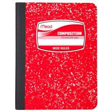 Mead Composition Book, Notebook, Wide Ruled, 9.75 x 7.5 Inch, Red (72245)